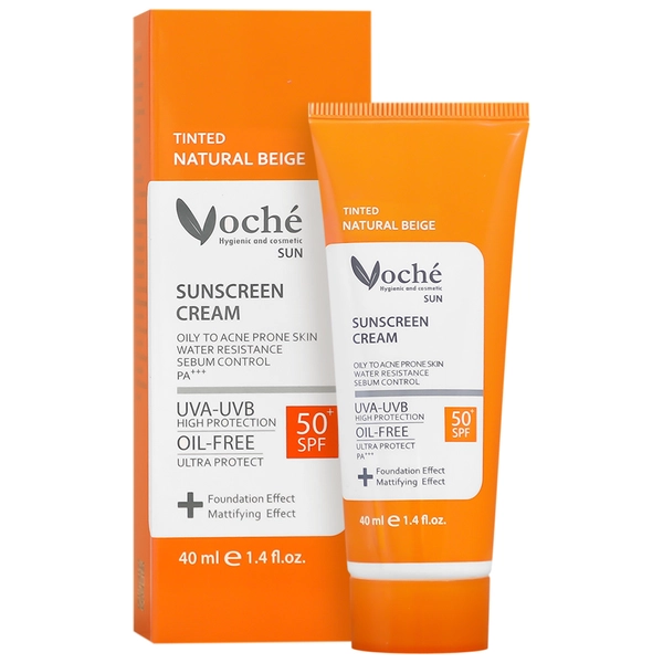 کرم ضد آفتاب رنگی وچه با SPF50 مناسب پوست چرب و دارای جوش حجم بژ طبیعی